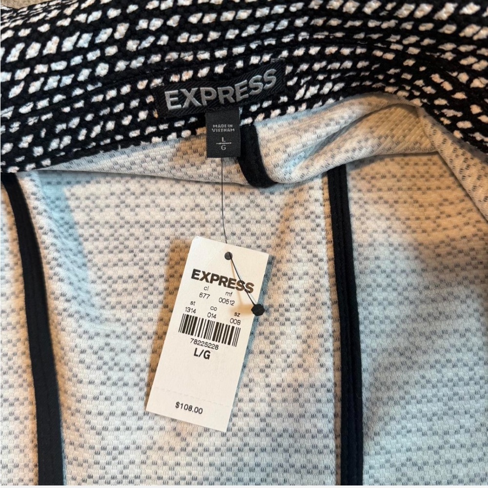 Express Jacket Collared Asymmetrical Zip Black/Wh… - image 6